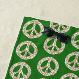 Gold- en White Celtic Peace Sign-patroon Strandlaken