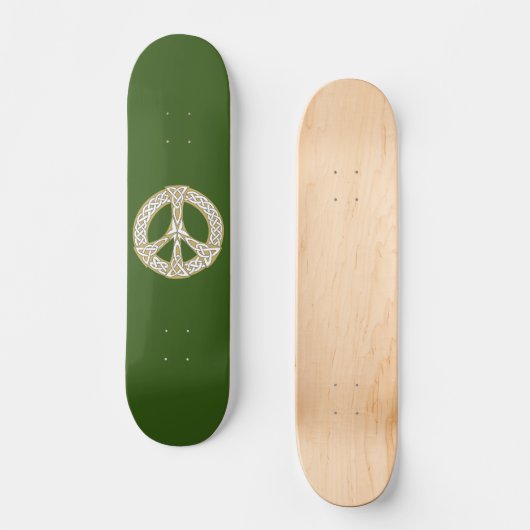 Gold en White Celtic Peace Sign Persoonlijk Skateboard (Voorkant)