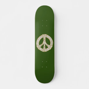 Gold en White Celtic Peace Sign Persoonlijk Skateboard