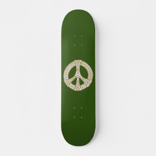 Gold en White Celtic Peace Sign Persoonlijk Skateboard (Voorkant)