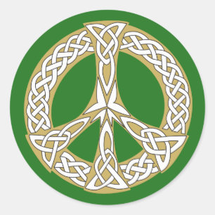 Gold en White Celtic Peace Sign Ronde Sticker