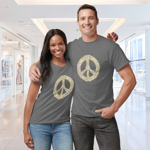 Gold en White Celtic Peace Sign T-shirt
