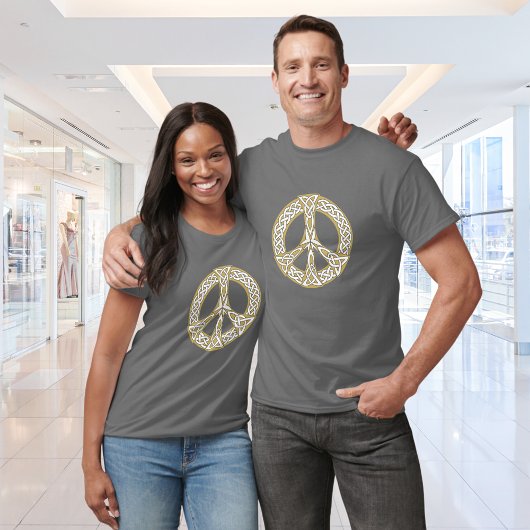 Gold en White Celtic Peace Sign T-shirt