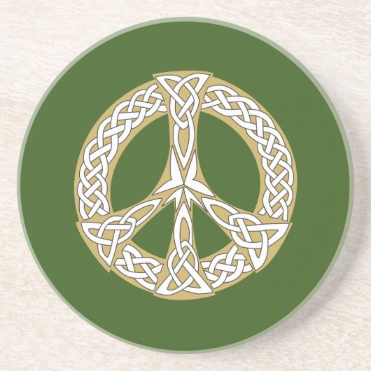 Gold en White Celtic Peace Sign Zandsteen Onderzetter (Voorkant)