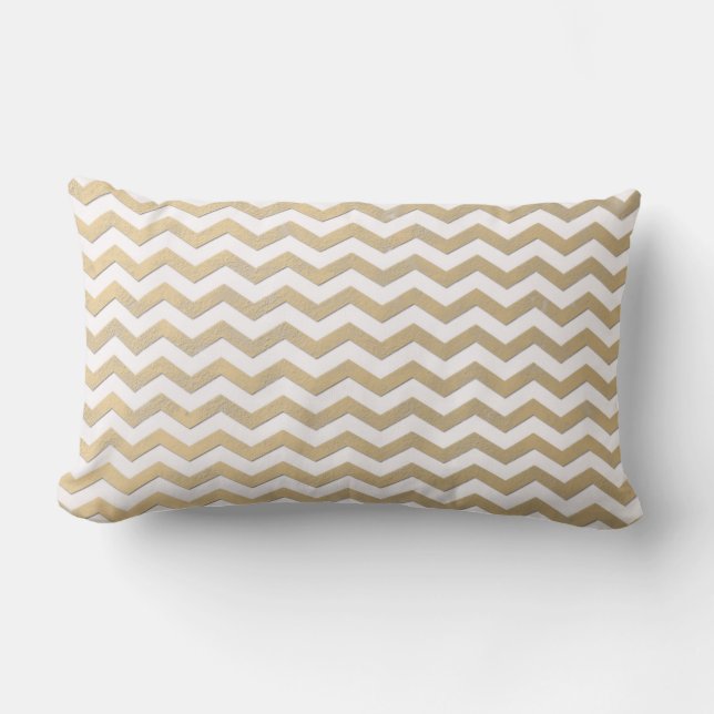 Gold en White Chevron Pattern Kussen (Voorkant)