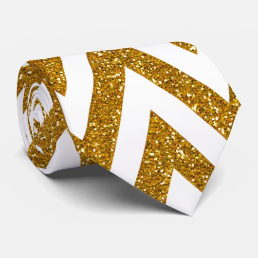 Gold en White Chevron Stropdas (Opgerold)