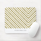 Gold en White Chic Chevron - op maat gemaakt Muismat (Met muis)