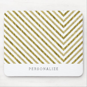 Gold en White Chic Chevron - op maat gemaakt Muismat