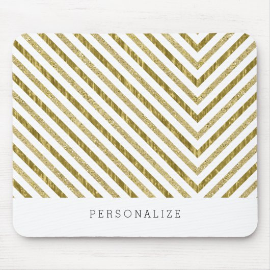Gold en White Chic Chevron - op maat gemaakt Muismat (Voorkant)