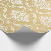 Gold en White Classic Damask Cadeaupapier (Hoek)