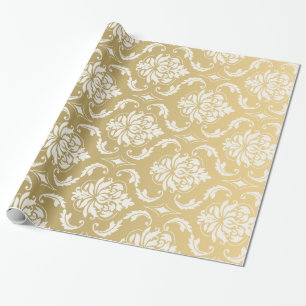 Gold en White Classic Damask Cadeaupapier