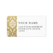 Gold en White Classic Damask Etiket (Voorkant)
