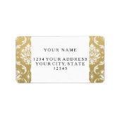Gold en White Classic Damask Etiket (Voorkant)