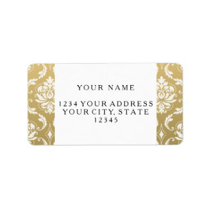 Gold en White Classic Damask Etiket