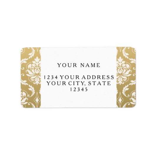Gold en White Classic Damask Etiket (Voorkant)