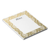 Gold en White Classic Damask Notitieblok (Schuin)