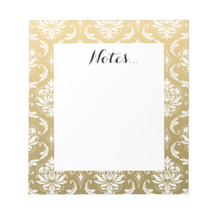 Gold en White Classic Damask Notitieblok