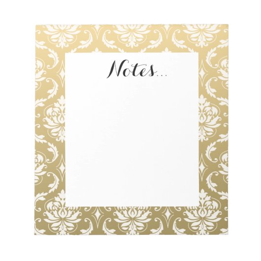 Gold en White Classic Damask Notitieblok (Voorkant)