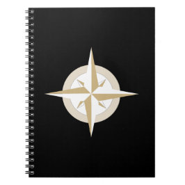 Gold en White Compass op zwart Notitieboek