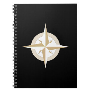 Gold en White Compass op zwart Notitieboek