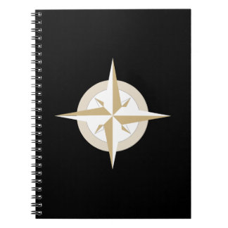 Gold en White Compass op zwart Notitieboek