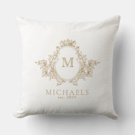  Gold en White Crest Monogram Kussen