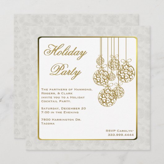 Gold en White Custom Corporate Holiday Uitnodiging (Voorkant / Achterkant)