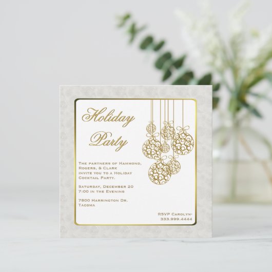 Gold en White Custom Corporate Holiday Uitnodiging (Staand voorkant)