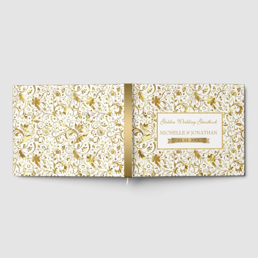 Gold en White Damask Gastenboek (Volledig)