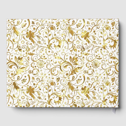 Gold en White Damask Gastenboek (Achterkant)