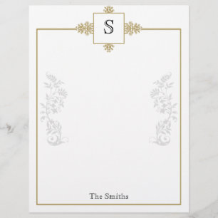 Gold en White Damask Letterhead