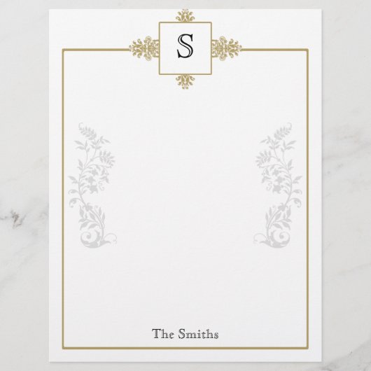 Gold en White Damask Letterhead (Voorkant)