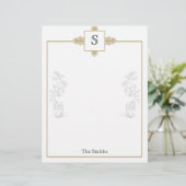 Gold en White Damask Letterhead (Staand voorkant)