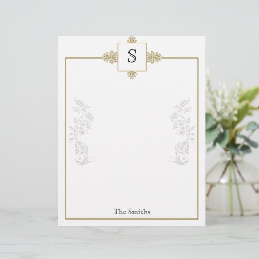 Gold en White Damask Letterhead (Staand voorkant)