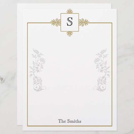 Gold en White Damask Letterhead (Voorkant / Achterkant)