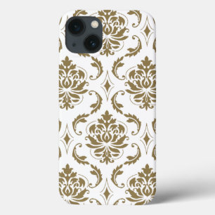 Gold en White  Damask Pattern iPhone 13 Hoesje