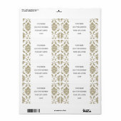 Gold en White  Damask Pattern Etiket (Full Sheet)