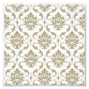Gold en White  Damask Pattern Foto Afdruk