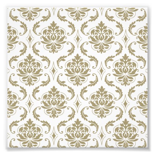 Gold en White  Damask Pattern Foto Afdruk (Voorkant)