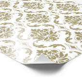 Gold en White  Damask Pattern Foto Afdruk (Hoek)