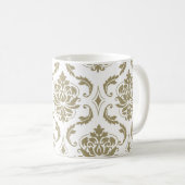 Gold en White  Damask Pattern Koffiemok (Voorkant rechts)
