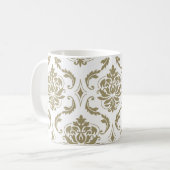 Gold en White  Damask Pattern Koffiemok (Voorkant links)