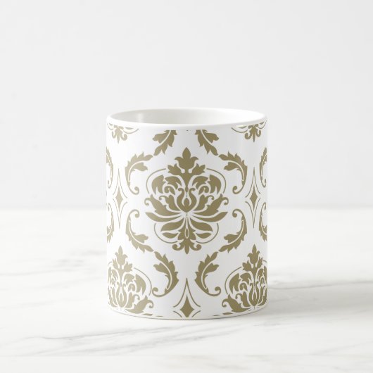 Gold en White Damask Pattern Koffiemok (Center)