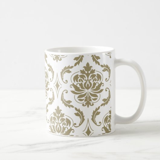 Gold en White  Damask Pattern Koffiemok (Rechts)
