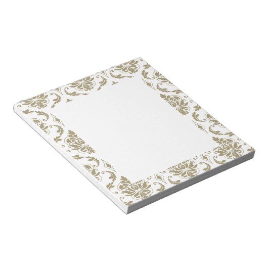Gold en White  Damask Pattern Notitieblok (Schuin)