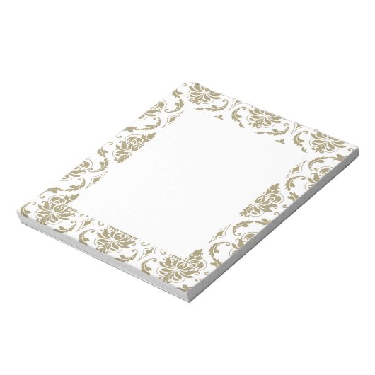 Gold en White  Damask Pattern Notitieblok (Linkerzijde)