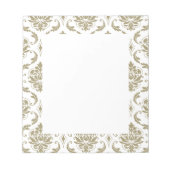 Gold en White  Damask Pattern Notitieblok (Voorkant)