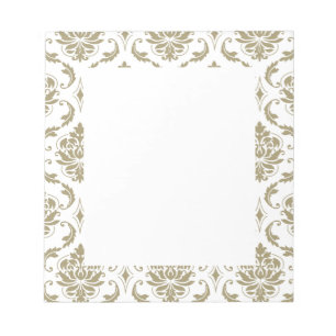 Gold en White  Damask Pattern Notitieblok