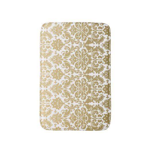 Gold en White Elegant Damask Pattern Badmat (Voorkant Verticaal)