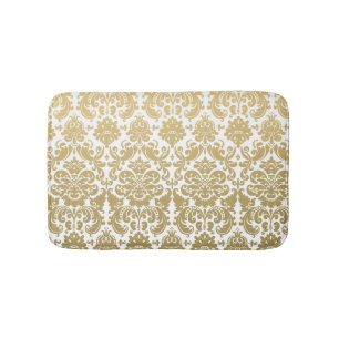Gold en White Elegant Damask Pattern Badmat